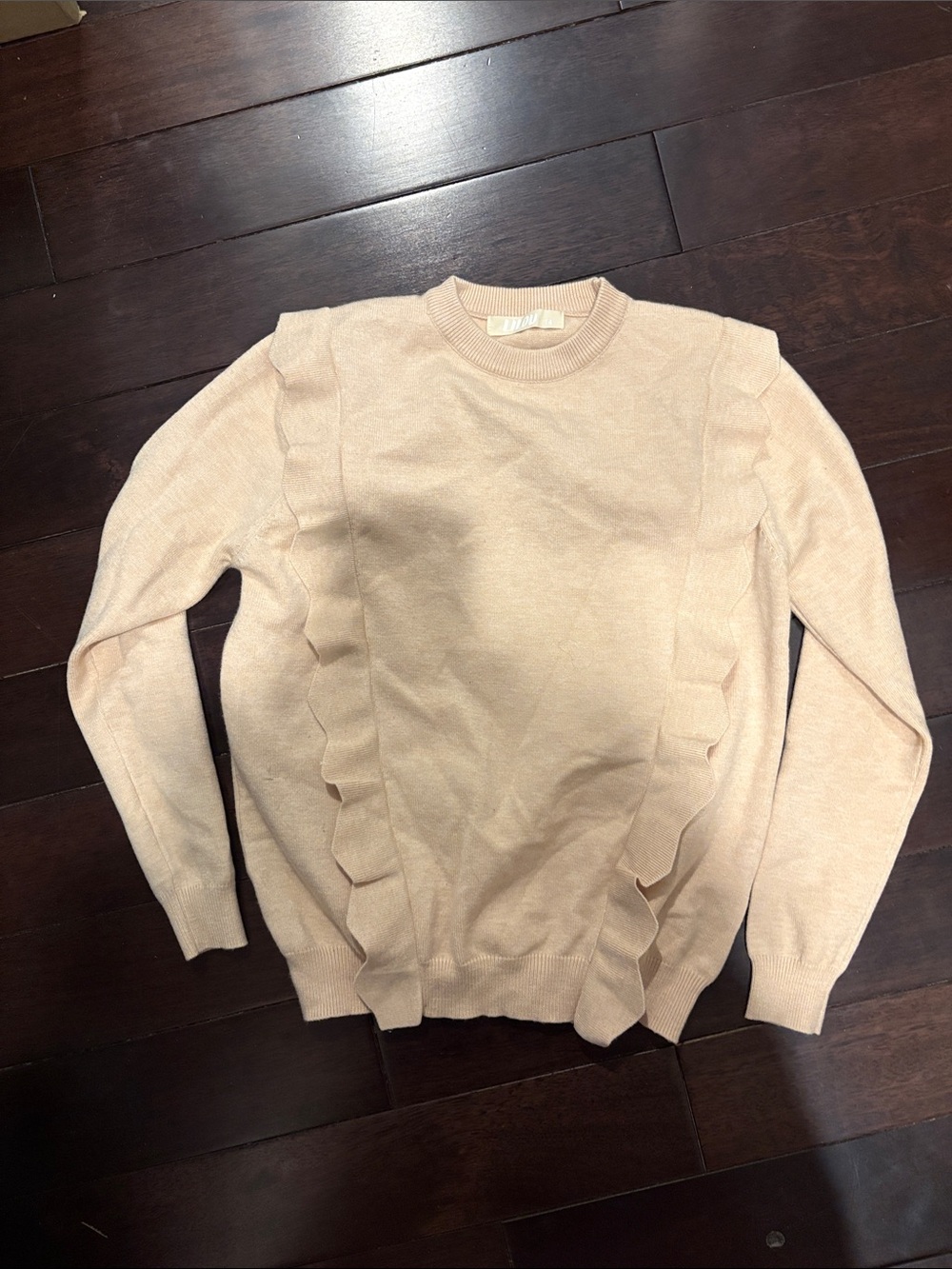 Girls' Ruffle-Trim Crewneck Sweater - Blush